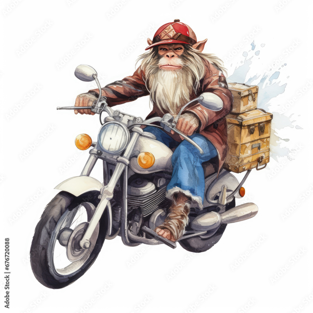 Monkey on a motorcycle Illustration, Generative Ai Monkey on a motorcycle Illustration, Generative Ai