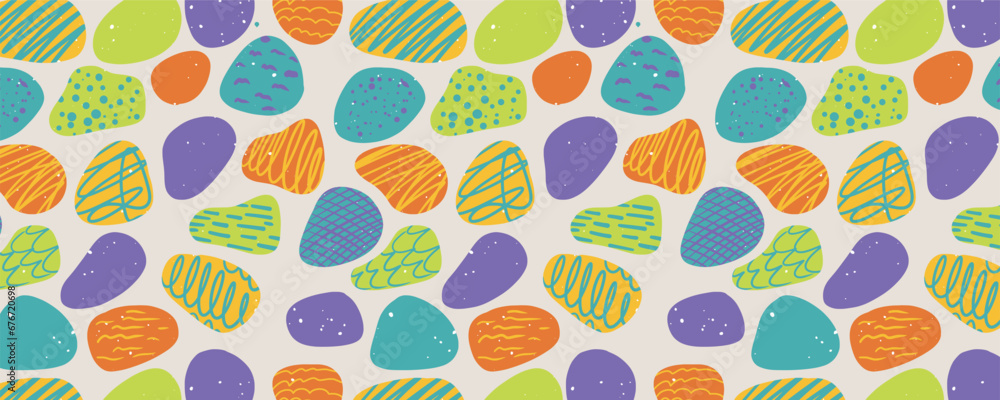 Vector abstract organic shape colorful seamless pattern background