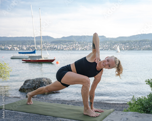 woman doing yoga