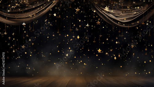 New Year: Abstract Background with Dark, Velvety Hues and Shimmering Stars