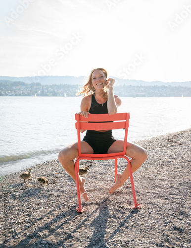 girl sitting on the beach