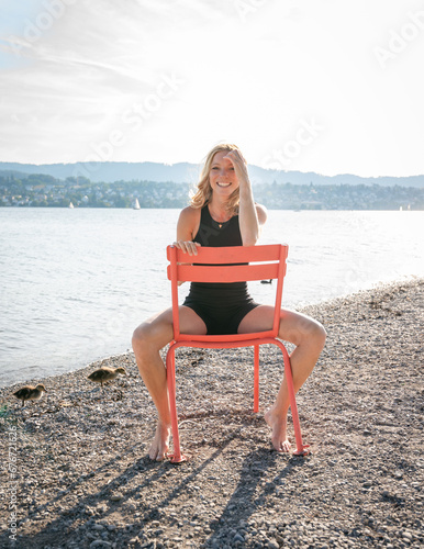 girl sitting on the beach