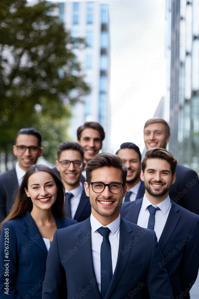 General portrait shot of a team of lawyers in a city location General portrait shot of a team of lawyers in a city location
