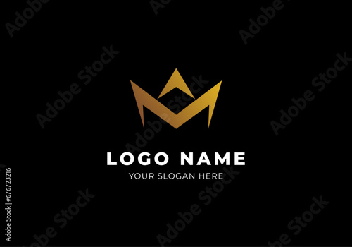 Logo Letter M and Cown Gold, Luxury Modern and Minimalist, Editable File