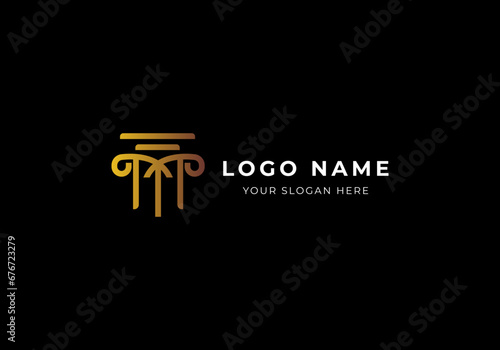 Logo M Pillar Law Attorney Justice Gold, Modern Luxury and Minimalsit Logo Design. Aditable File