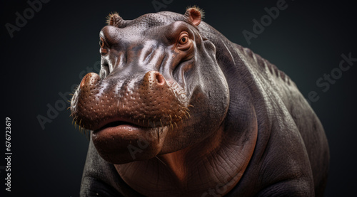 Common hippopotamus or hippo (Hippopotamus amphibius) showing aggression.