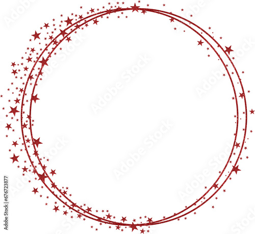 Red Circle Frame with Red Sparkle Glitter Stars 1