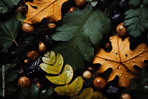 Forest floor background in fall / autumn