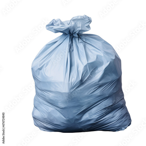  Blue garbage bag full of waste isolated on transparent background PNG