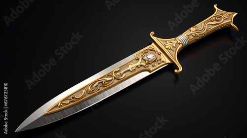 Gilded Precision Golden Knife on white Background