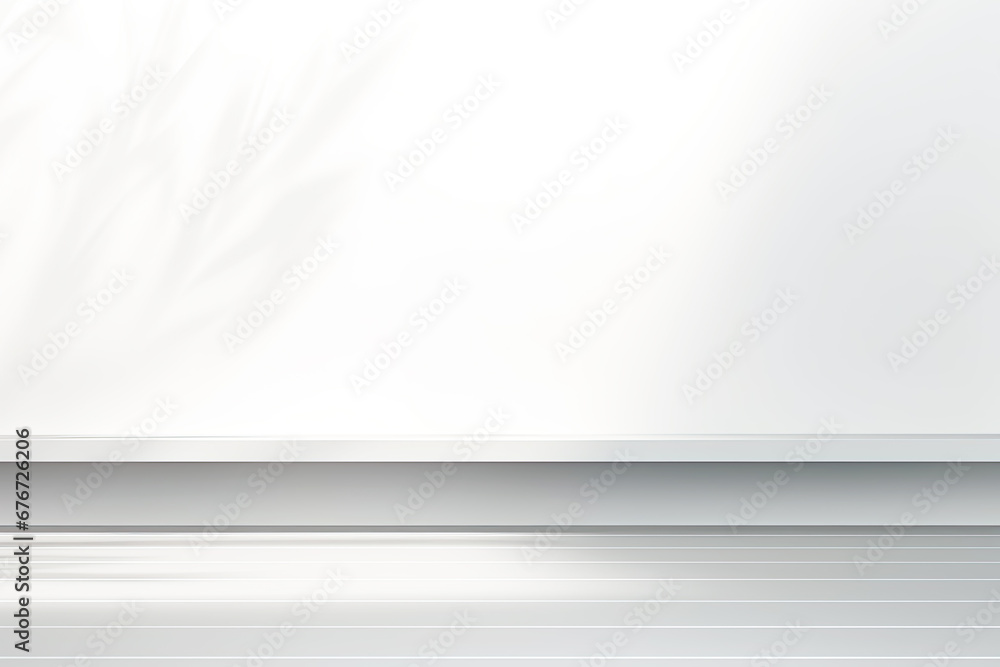 White empty wall and wooden floor with glare from the window for product presentation White empty wall and wooden floor with glare from the window for product presentation