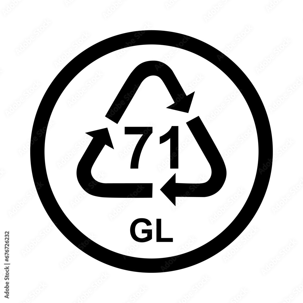Glass symbol, ecology recycling sign isolated on white background. Package waste icon Glass symbol, ecology recycling sign isolated on white background. Package waste icon