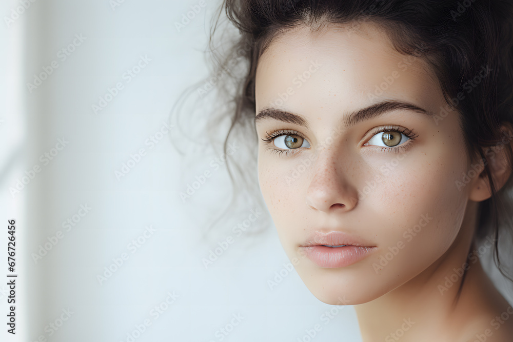 Naklejka premium Face of beautiful woman without makeup.