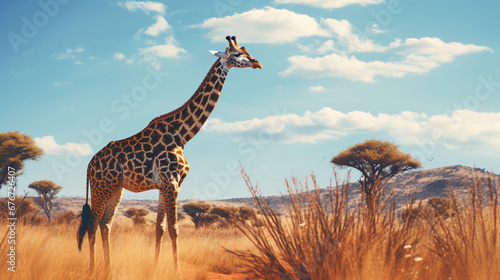 Giraffe in the savannah © khan