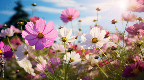 Cosmos Flower Blossom in Garden © BornHappy