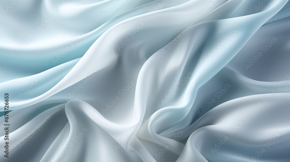 Obraz premium Elegant white and light blue silk background. Luxurious wedding concept. Generative AI