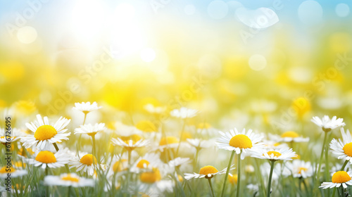 summer field of daisies with bokeh in the background 