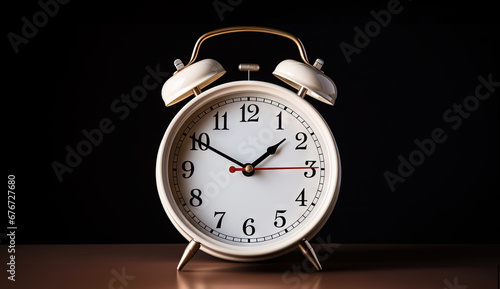 Wallpaper Mural Retro alarm clock on dark interior background. Time to work or get up concept. Generative AI Torontodigital.ca