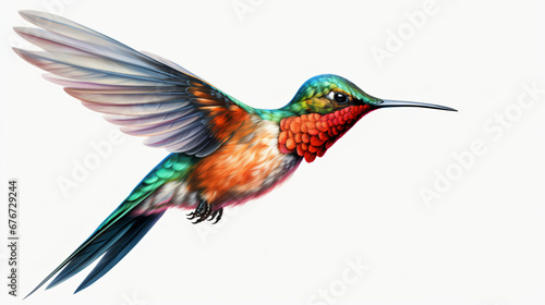 Graceful Aviator Hummingbird on white Background