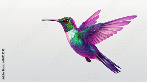 Graceful Aviator Hummingbird on white Background © khan