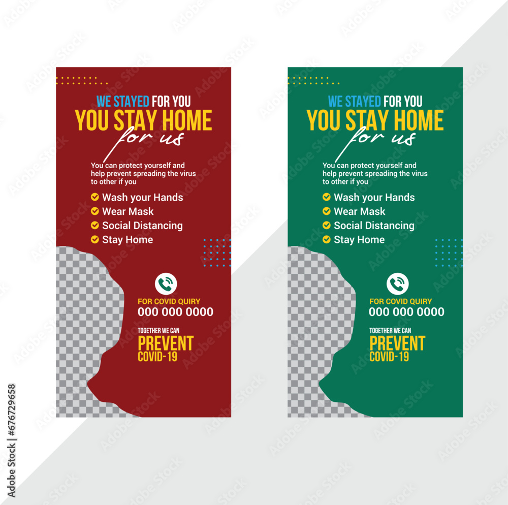 Fototapeta premium Covin-19 awareness stay home banner ad