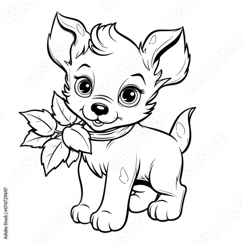 A Cute Pup With A Holly Branch Adorable Holly  Coloring Pages Png