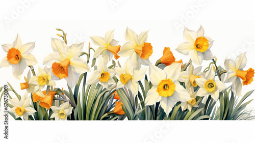 Spring Daffodils Border © BornHappy