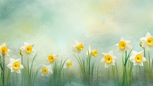 Beautiful Spring Daffodils Border