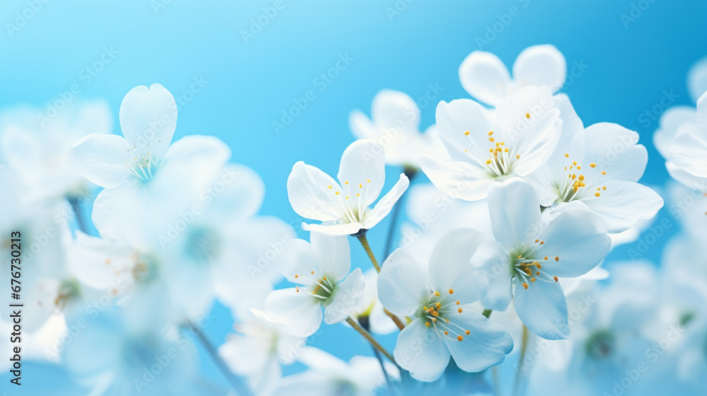 Fototapeta premium Beautiful Spring Forest White Flowers Primroses on a Beautiful Day