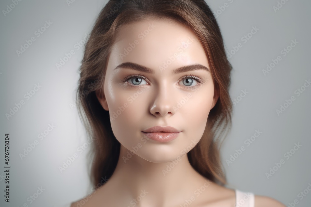 beautiful portrait of a woman with clean skin of the face. The face of a woman with clean skin isolated on a white background. beautiful female beauty. generative AI beautiful portrait of a woman with clean skin of the face. The face of a woman with clean skin isolated on a white background. beautiful female beauty. generative AI