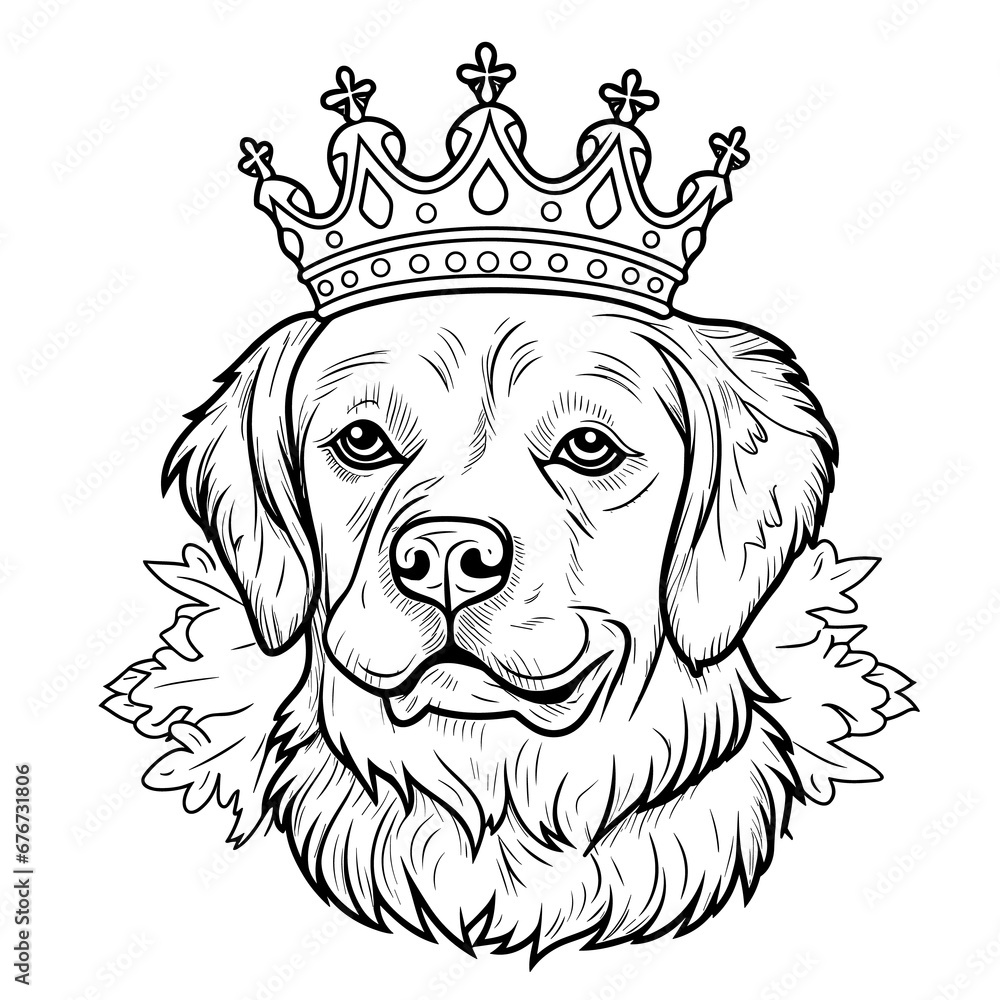 A Dog Wearing A Christmas Crown Crown Festive, Coloring Pages Png Stock ...