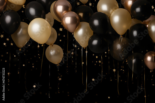 Birthday Party or Carnival Balloons Background with Confetti and little stars illustration  perfect for birthdays  holidays  festivities and carnivals