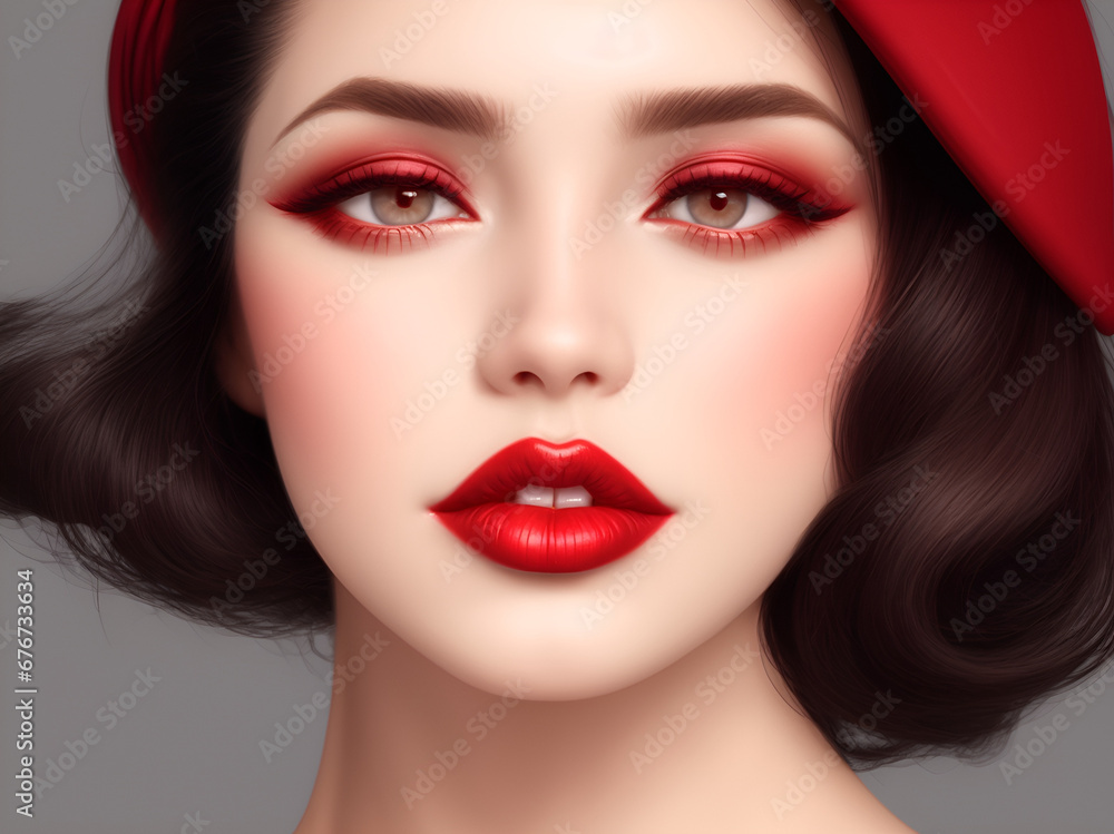 Retro looking woman with red lipstick Retro looking woman with red lipstick