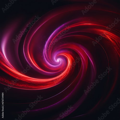 A swirling artwork of red and purple blending together against a dark background