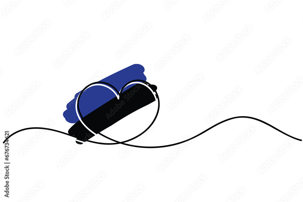 Obraz premium Line art of heart symbol with Estonia flag. Vector art. Minimalist art design. Isolated graphics. Nationalism. Estonians