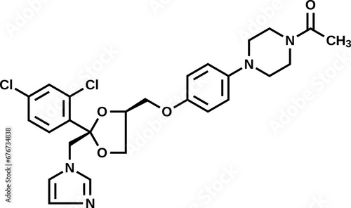 Ketoconazole structural formula, vector illustration photo