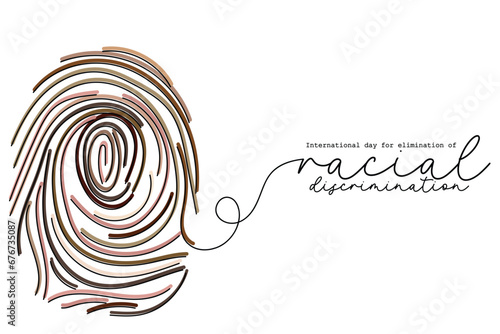 International day for elimination of racial discrimination. Human solidarity day. Fight racism and colorism. Spread harmony and peace concept art. Isolated vector design for posters and postcards.