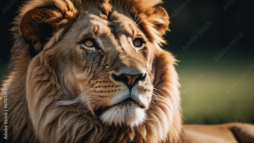close up portrait of a lion, nature wildlife photography