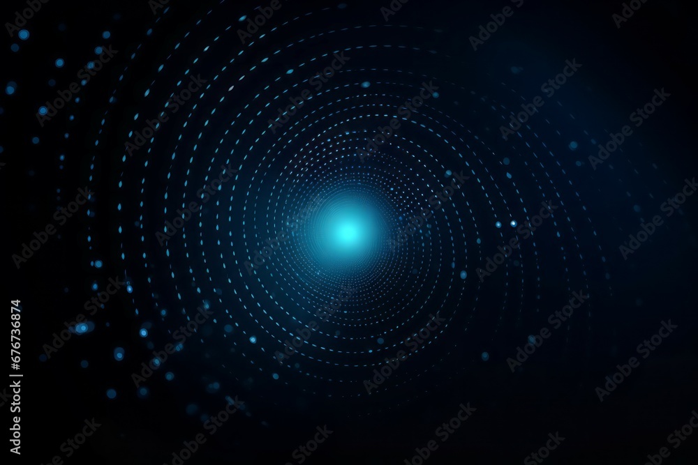 Swirling blue digital shiny effect on black background. Spiral futuristic movement in glow center. Generate ai Swirling blue digital shiny effect on black background. Spiral futuristic movement in glow center. Generate ai
