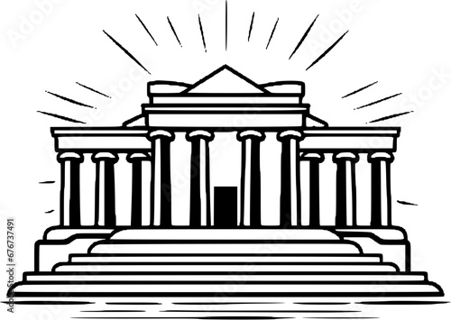 Under the Sea Mystery Submerged Temples Vintage Outline Icon In Hand-drawn Style