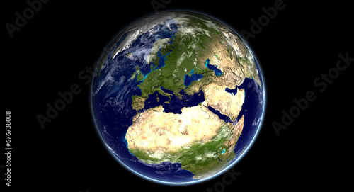 image of planet earth as seen from space with the European continent in the center photo