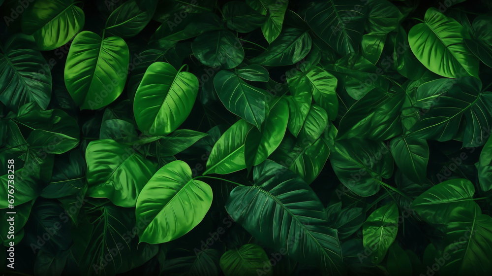 Green tropical leaves background. nature green background
