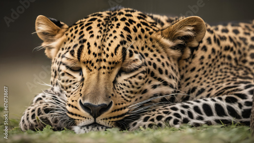 close up of a sleeping leopard   nature wildlife photography