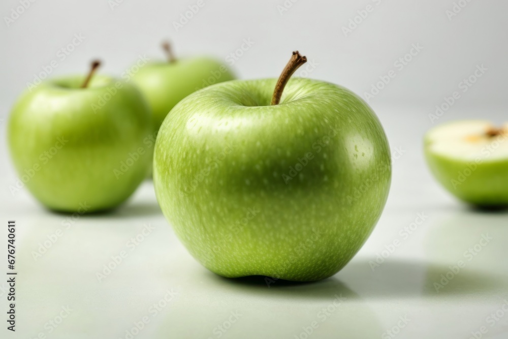 Fresh Green Juicy Delicious Apple Isolated on White Background Fresh Green Juicy Delicious Apple Isolated on White Background