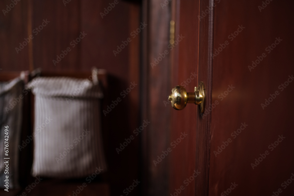Obraz premium Door knob and new Plywood door