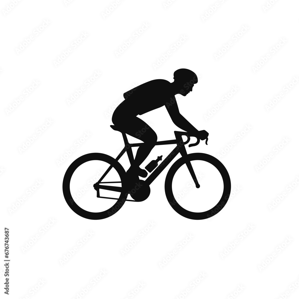 Fototapeta premium Biker black icon on white background. Biker silhouette