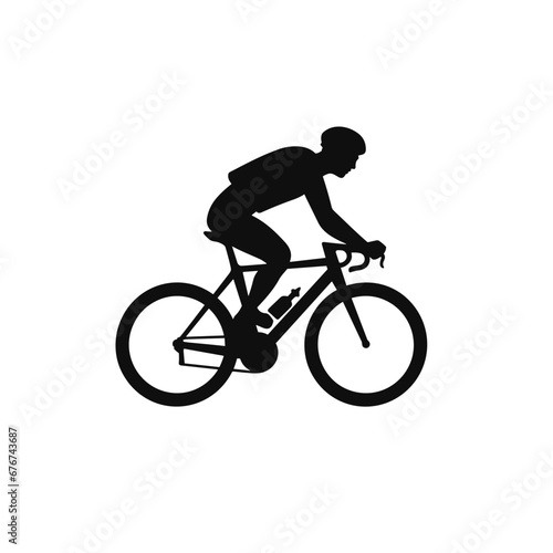 Fototapeta Naklejka Na Ścianę i Meble -  Biker black icon on white background. Biker silhouette