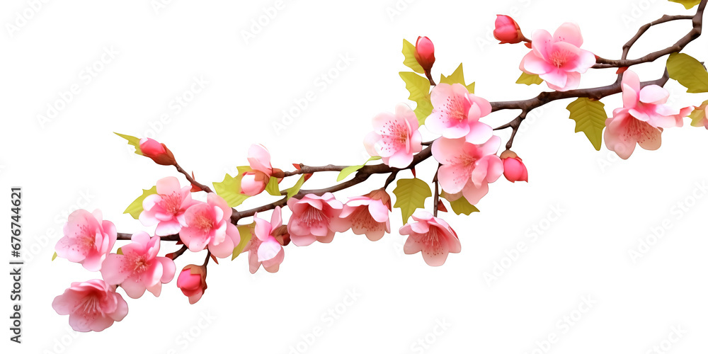 Branch of pink blooming sakura flowers on white background Branch of pink blooming sakura flowers on white background