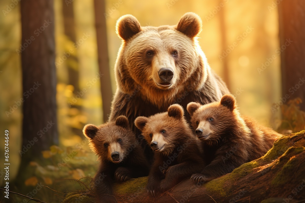 Obraz premium A bear with three bears