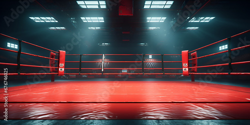 Wrestling Background, Boxing Ring Corner, Fighting Background, Professional Boxing Ring Background, generative Ai
